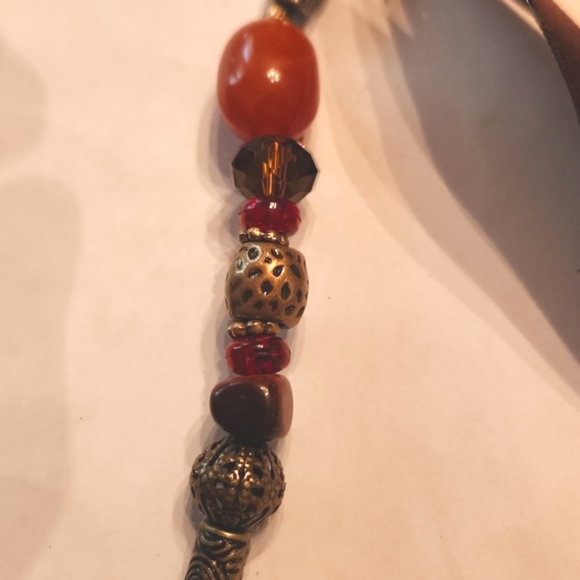 Beaded ribbon necklace adjustable stamped boho - Picture 3 of 6